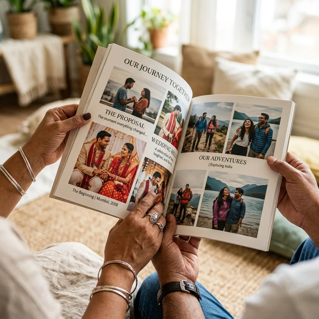 A hand-designed personalised love story photo magazine